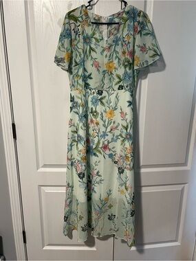 Floral Midi Dress in Light Mint